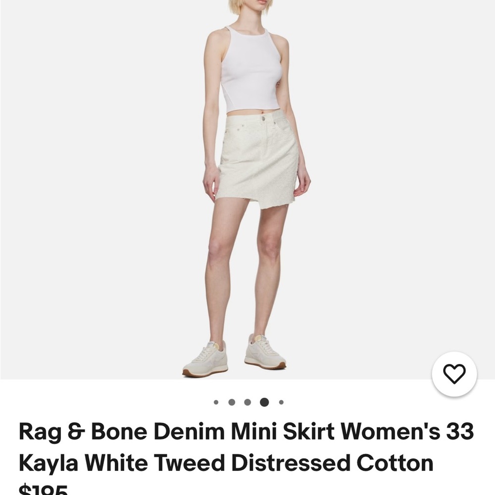 rag & bone Cream Tweed Mini Skirt size33 NWT denim Kayla distressed cotton